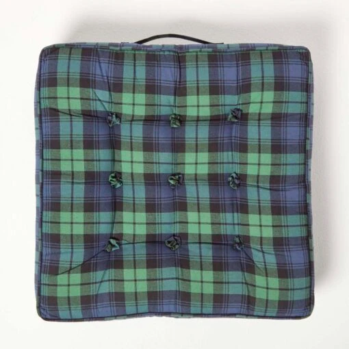 Black Watch Tartan Cotton Armchair Booster Cushion -Best Homeware Store cu1189 3