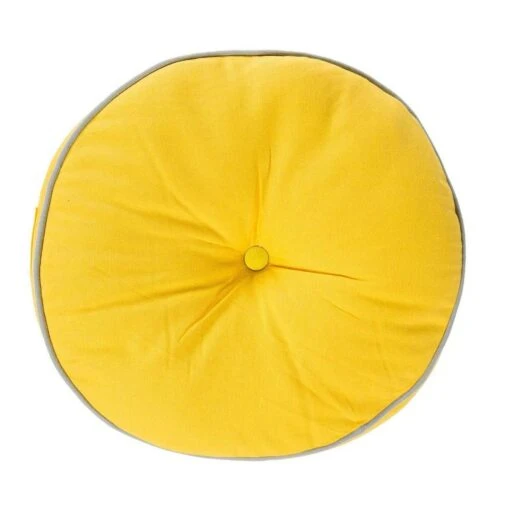 Yellow And Grey Round Floor Cushion -Best Homeware Store cu1196 m