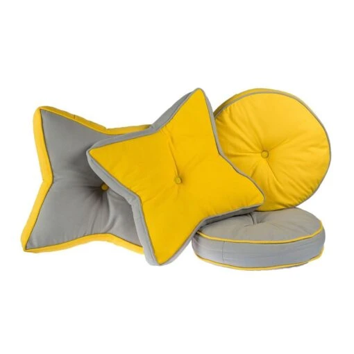 Yellow And Grey Round Floor Cushion -Best Homeware Store cu1196 m 7