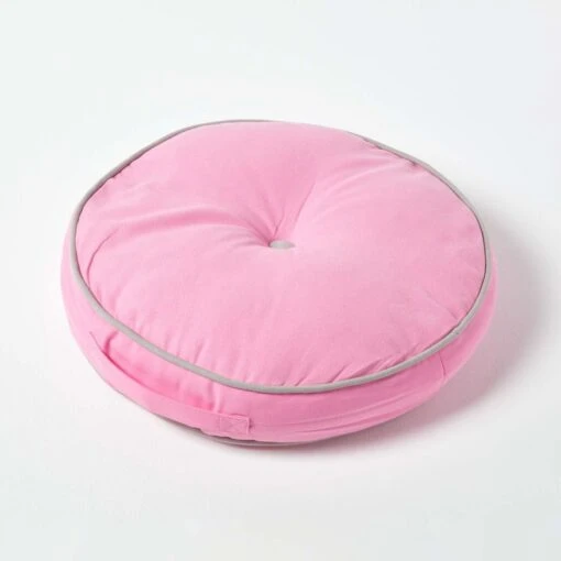 Pink And Grey Round Floor Cushion -Best Homeware Store cu1197 01