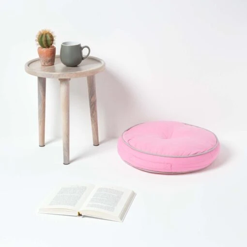 Pink And Grey Round Floor Cushion -Best Homeware Store cu1197 02