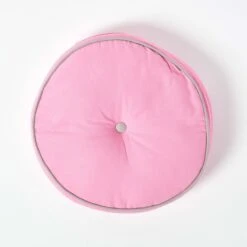 Pink And Grey Round Floor Cushion -Best Homeware Store cu1197 03