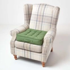 Forest Green Cotton Armchair Booster Cushion -Best Homeware Store cu1201 06