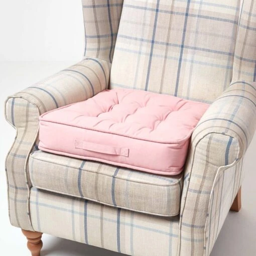 Pink Cotton Armchair Booster Cushion -Best Homeware Store cu1204 01