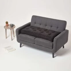 Black Faux Suede 2 Seater Booster Cushion -Best Homeware Store cu1220 06