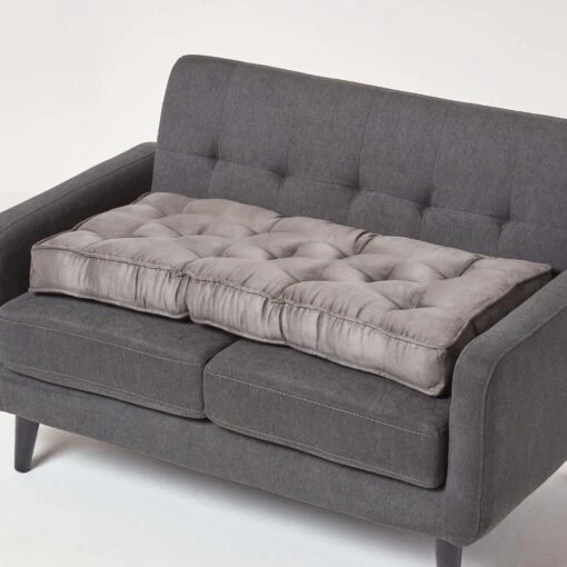 Grey Faux Suede 2 Seater Booster Cushion -Best Homeware Store cu1221 01