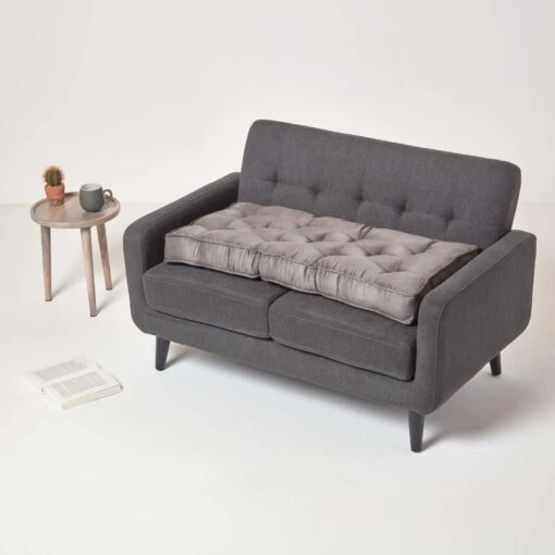 Grey Faux Suede 2 Seater Booster Cushion -Best Homeware Store cu1221 06