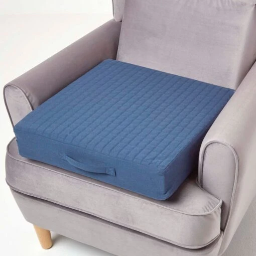 Navy Cotton Orthopaedic Foam Armchair Booster Cushion -Best Homeware Store cu1231a 1