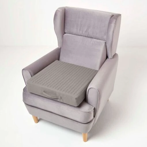 Grey Quilted Cotton Armchair Booster Cushion Cover -Best Homeware Store cu1231c 5 1