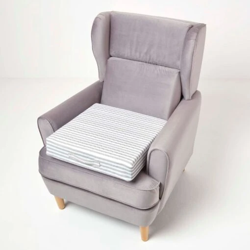 Grey Stripe Cotton Orthopaedic Foam Armchair Booster Cushion -Best Homeware Store cu1231d 5