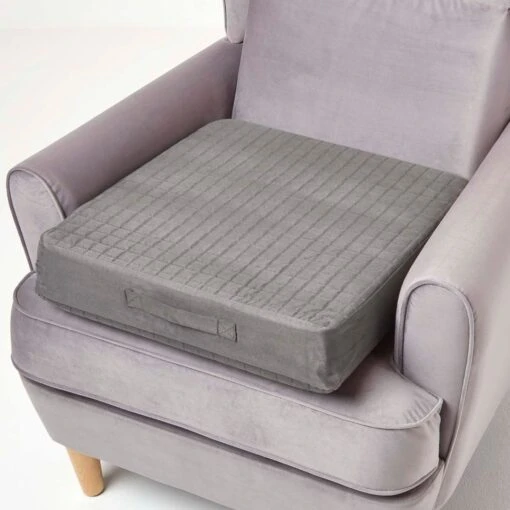 Grey Suede Orthopaedic Foam Armchair Booster Cushion -Best Homeware Store cu1231g 1