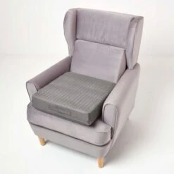 Grey Suede Orthopaedic Foam Armchair Booster Cushion -Best Homeware Store cu1231g 5