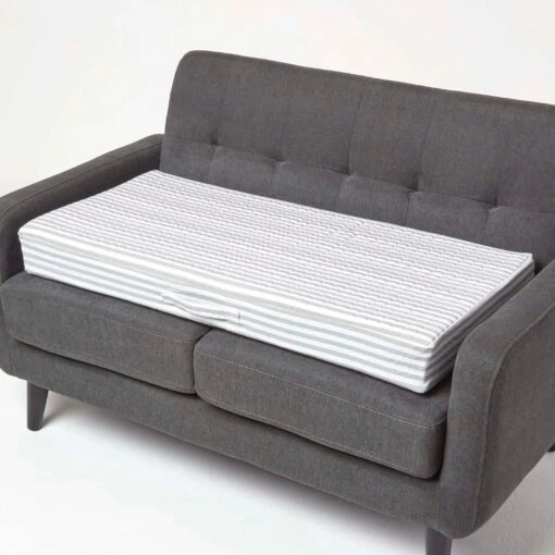 Grey Stripe Cotton Orthopaedic Foam 2 Seater Booster Cushion -Best Homeware Store cu1232d 1