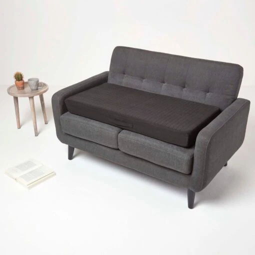 Black Suede Orthopaedic Foam 2 Seater Booster Cushion -Best Homeware Store cu1232e 5