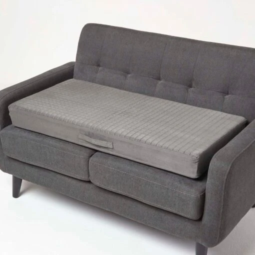 Grey Suede Orthopaedic Foam 2 Seater Booster Cushion -Best Homeware Store cu1232g 1