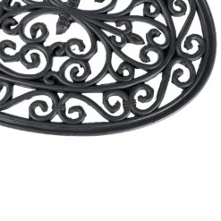 Black Wrought Iron Effect Parisian Oval Rubber Doormat -Best Homeware Store dm1160 c