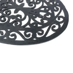 Black Wrought Iron Effect Parisian Oval Rubber Doormat -Best Homeware Store dm1160 d