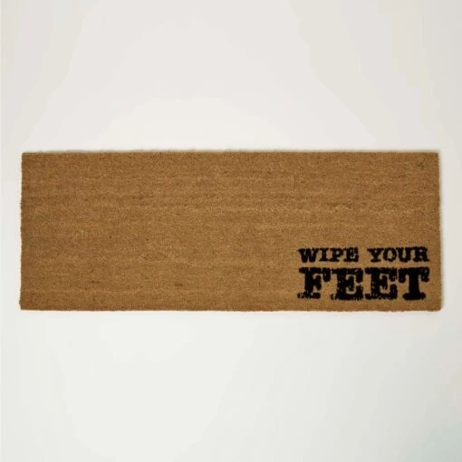 “Wipe Your Feet” Coir Double Door Mat Runner 120 X 45 Cm -Best Homeware Store dm1186 1