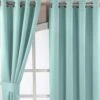 Pastel Blue Herringbone Chevron Blackout Thermal Curtains Pair Eyelet Style -Best Homeware Store embossed eyelet curtain pastel blue 1 13