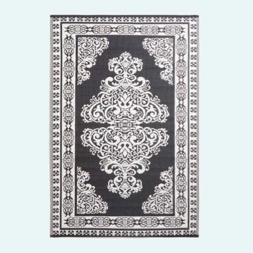 Black And White Motif Design Reversible Outdoor Rug -Best Homeware Store ga1156 main main