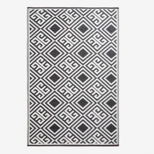 Black And White Geometric Design Reversible Outdoor Rug -Best Homeware Store ga1157 5