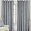 Grey Geometric Jacquard Blackout Eyelet Curtain Pair -Best Homeware Store geometric grey 1 9