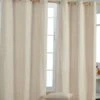 Cotton Gingham Check Beige Ready Made Eyelet Curtains -Best Homeware Store gingham check beige curtain set shot