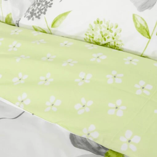 Green, White And Grey Floral Duvet Cover Set -Best Homeware Store green b 4