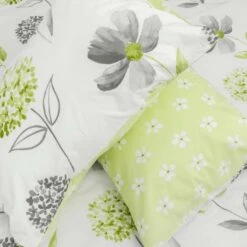 Green, White And Grey Floral Duvet Cover Set -Best Homeware Store green c 4