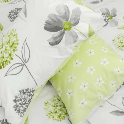 Green, White And Grey Floral Duvet Cover Set -Best Homeware Store green c 4