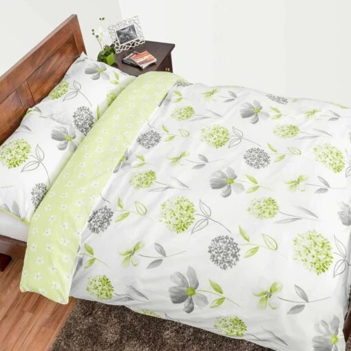 Green, White And Grey Floral Duvet Cover Set -Best Homeware Store green main 4