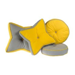 Grey And Yellow Star Floor Cushion -Best Homeware Store httpsimages.vikkit.co .ukamazon newfloor cushionsnewcu1193cu1193 4