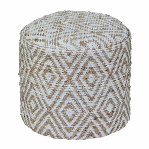 Sierra Natural Diamond Pattern Hemp Circular Bean Filled Pouffe, 45 Cm -Best Homeware Store httpsimages.vikkit.co .ukamazon newpouffessf1792bsf1792b main