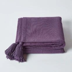 Cotton Rajput Ribbed Purple Throw, 255 X 360 Cm -Best Homeware Store httpsimages.vikkit.co .ukhomescapesthrowsrajputsf11752 sf1175 cotton rajput ribbed purple throw