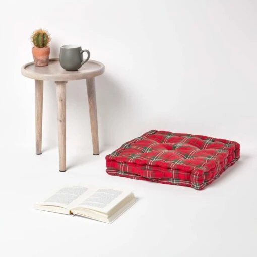 Cotton Edward Tartan Floor Cushion -Best Homeware Store kt1252 02