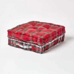 Cotton Edward Tartan Floor Cushion -Best Homeware Store kt1252 06