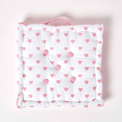 Cotton Pink Hearts Floor Cushion -Best Homeware Store kt1255 03