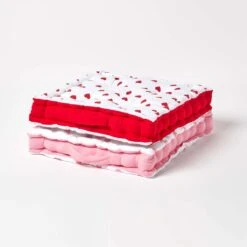 Cotton Pink Hearts Floor Cushion -Best Homeware Store kt1255 06