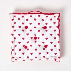 Cotton Red Hearts Floor Cushion -Best Homeware Store kt1257 03