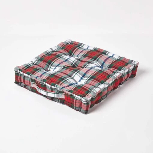 Cotton Macduff Tartan Floor Cushion -Best Homeware Store kt1259 01 2