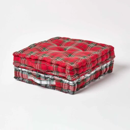 Cotton Macduff Tartan Floor Cushion -Best Homeware Store kt1259 06 2