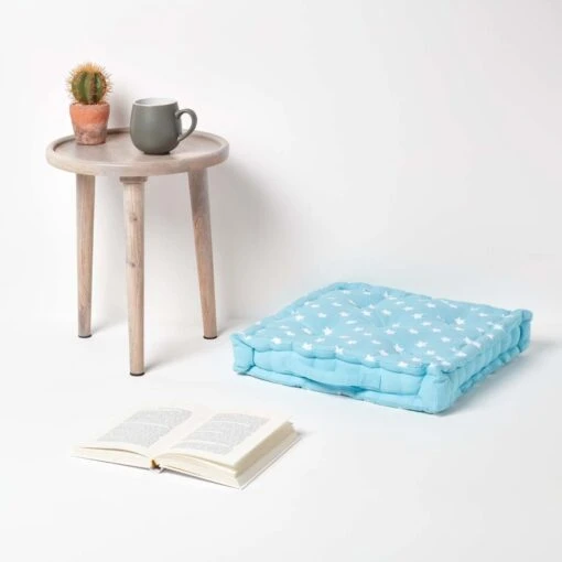 Cotton Blue Stars Floor Cushion -Best Homeware Store kt1305 02