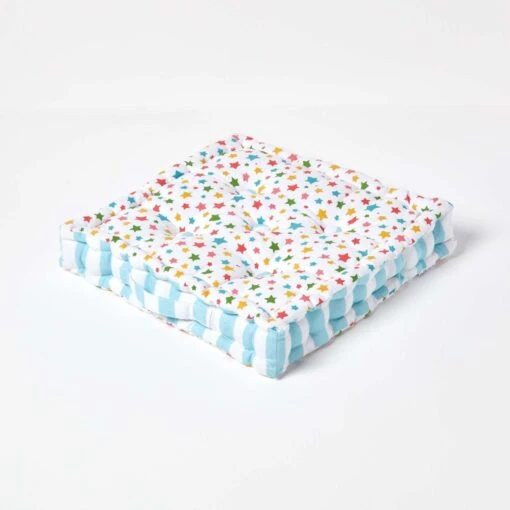 Cotton Multi Coloured Stars Floor Cushion -Best Homeware Store kt1309 01 3