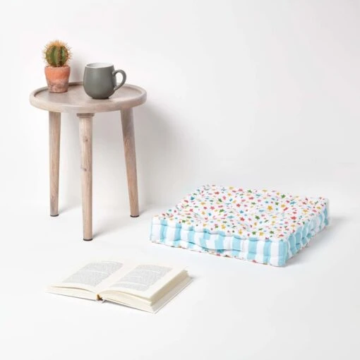 Cotton Multi Coloured Stars Floor Cushion -Best Homeware Store kt1309 02 3