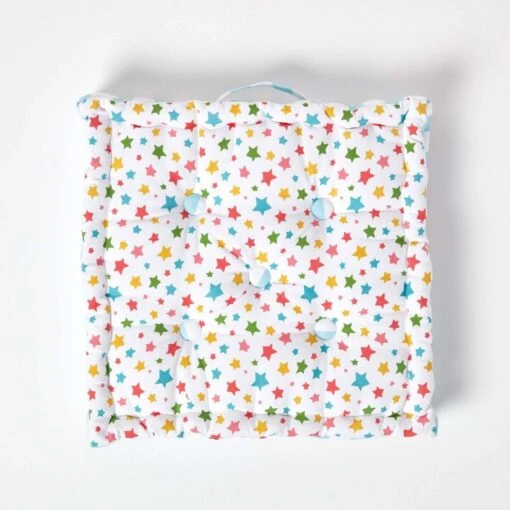 Cotton Multi Coloured Stars Floor Cushion -Best Homeware Store kt1309 03 3