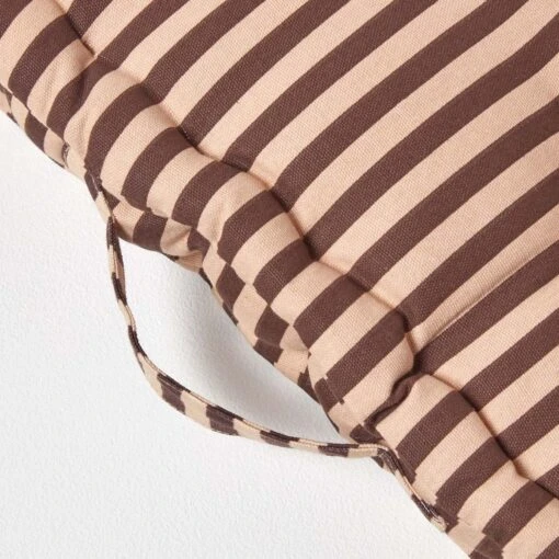 Cotton Chocolate Brown And Beige Thin Stripe Floor Cushion -Best Homeware Store kt1325 04