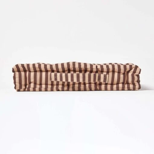 Cotton Chocolate Brown And Beige Thin Stripe Floor Cushion -Best Homeware Store kt1325 05