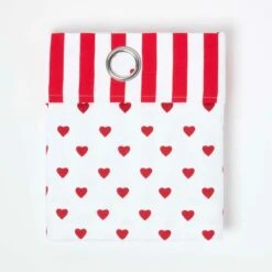 Red Love Hearts Ready Made Eyelet Curtain Pair -Best Homeware Store kt1396 1