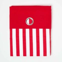 Thick Red Stripe Ready Made Eyelet Curtain Pair -Best Homeware Store kt1407 1