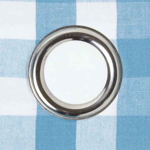 Cotton Blue Block Check Gingham Ready Made Eyelet Curtains -Best Homeware Store kt1409 2